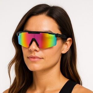 Pit Viper Rainbow Mirrored Lens Sunglasses Black Frame